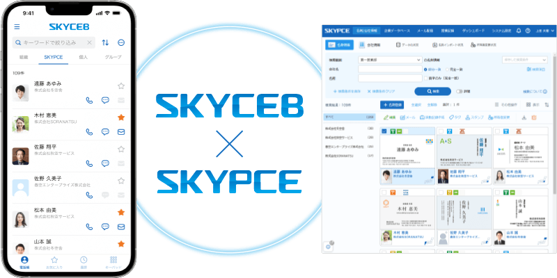 クラウド電話帳「SKYCEB」と連携 ｘ 名刺管理「SKYPCE」