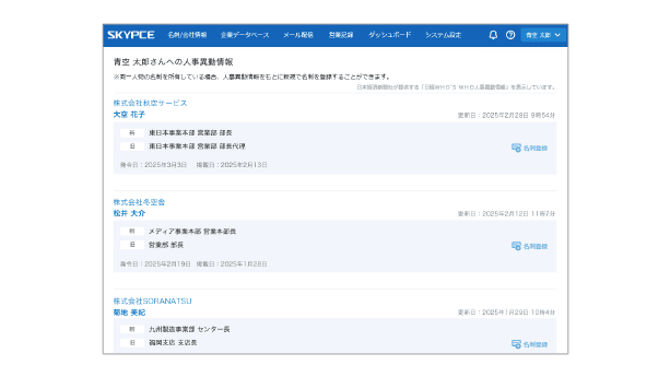 人事異動情報イメージ