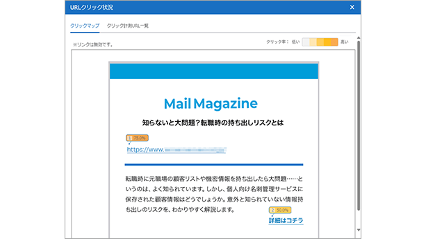 URLのクリック率をメール上で確認イメージ